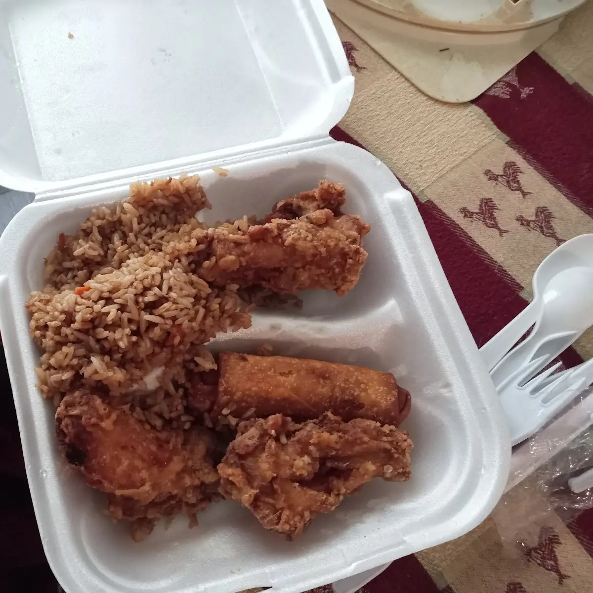 Shrimp Fried Rice with Wings and Egg Roll