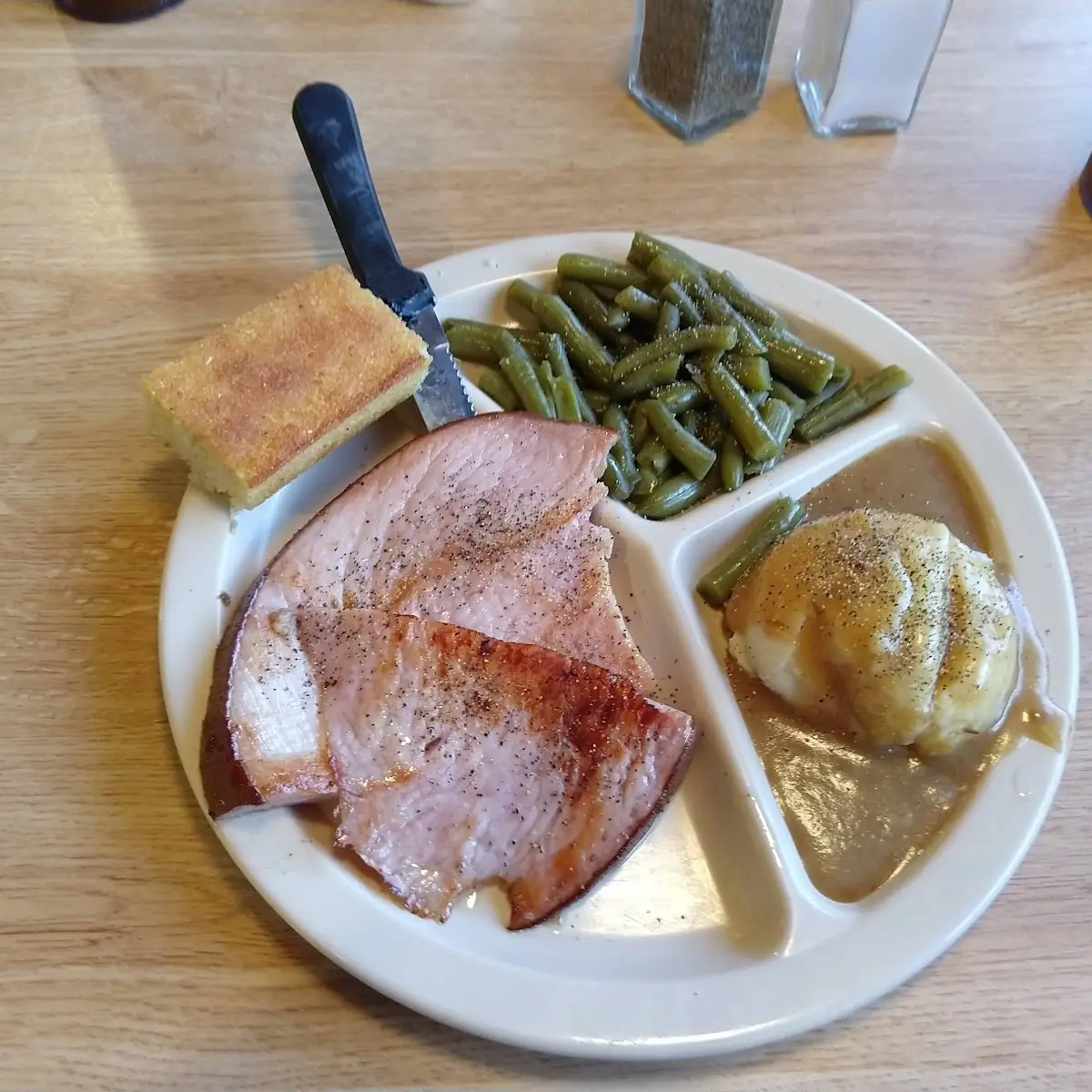 Ham Green Beans Mashed Potatoes and Gravy