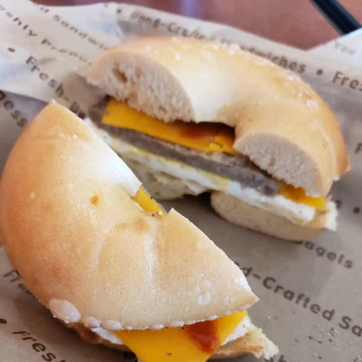 Turkey Sausage Egg and Cheese Bagel