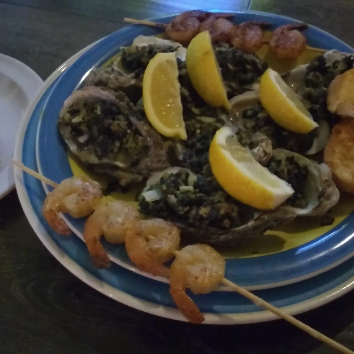Rockefeller Oysters and Grilled Shrimp