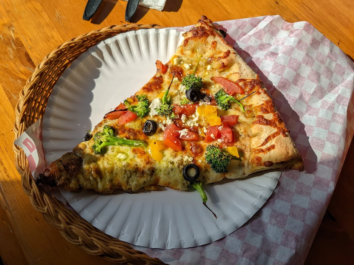Pesto Veggie Pizza by the Slice