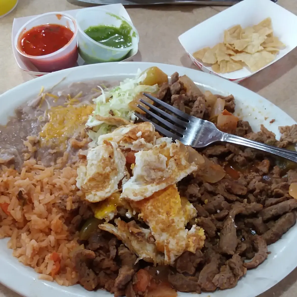 Beef Burrito with Rice and Beans