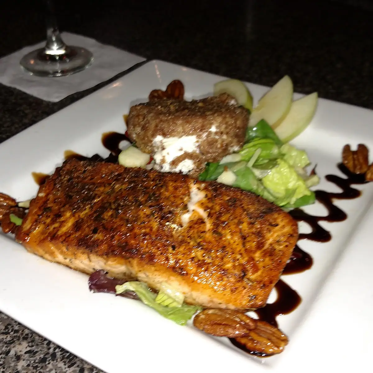 Goat Cheese Salad with Blackened Salmon
