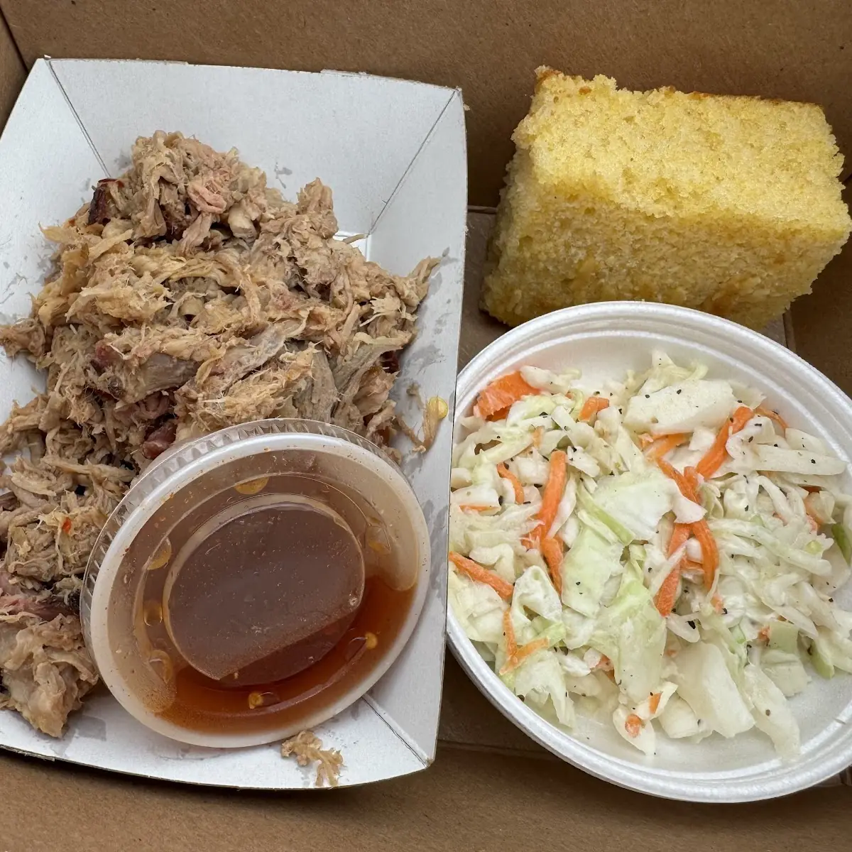 BBQ Plate with Potato Salad and Cornbread