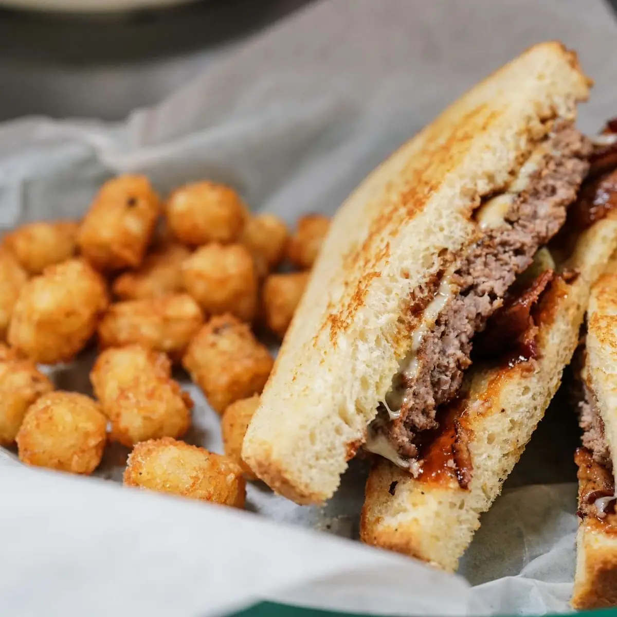 Sourdough Bacon Cheeseburger with Tots