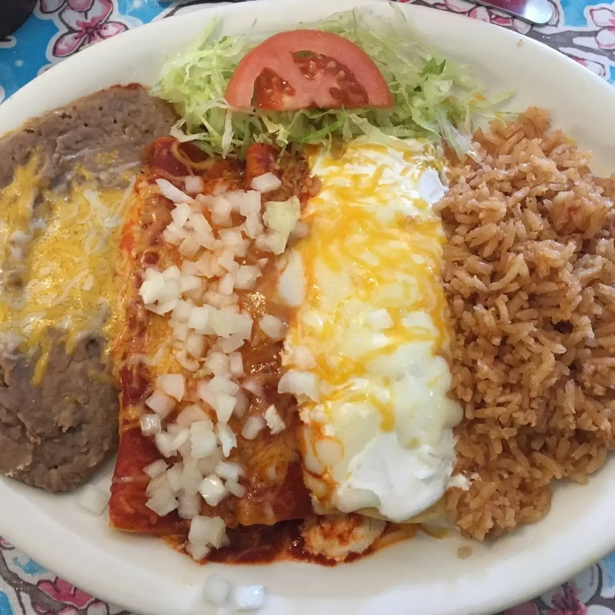 Enchilada Plate with Extra Onions