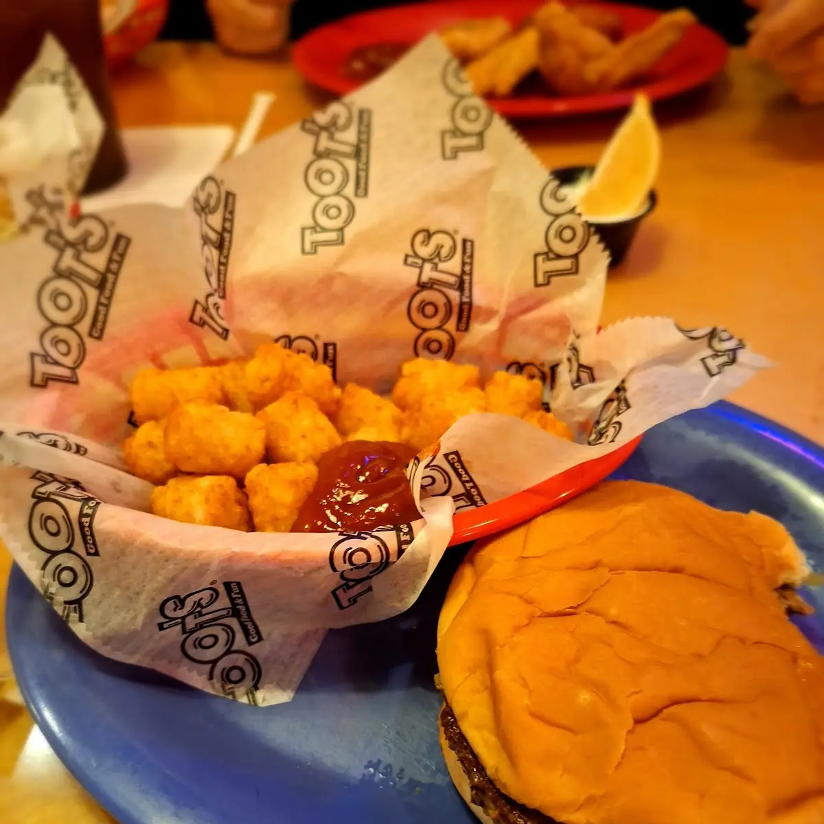 Cheese Burger and Tots