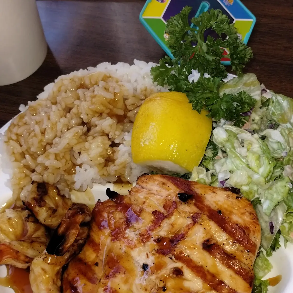 Salmon & Shrimp w White Rice