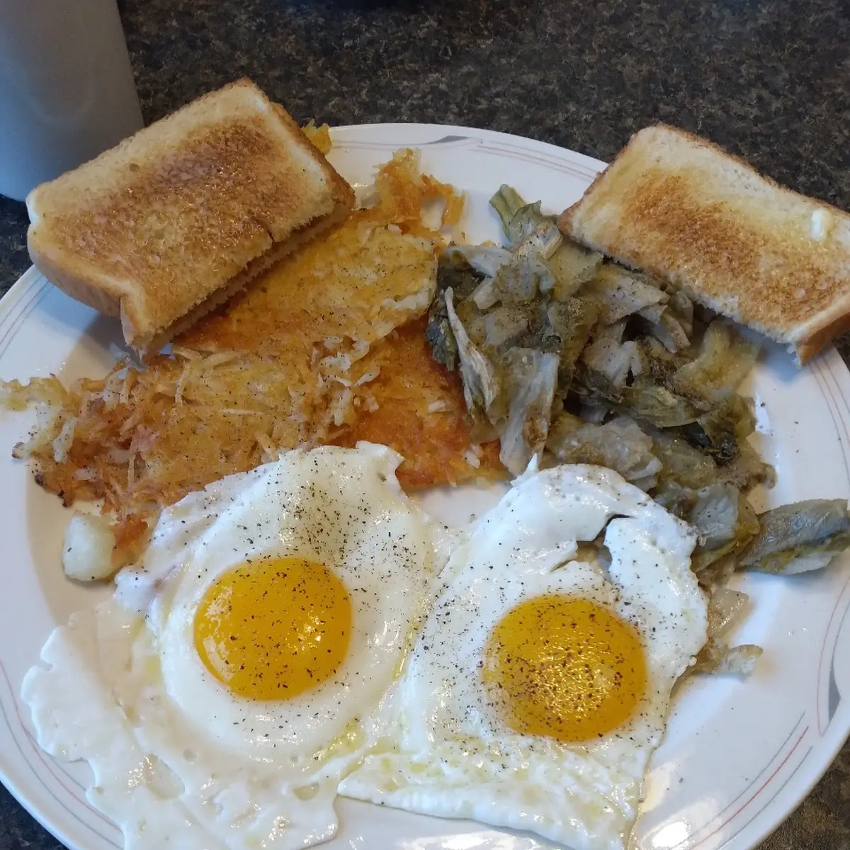 Ham and Cheese Omelette and Hashbrowns