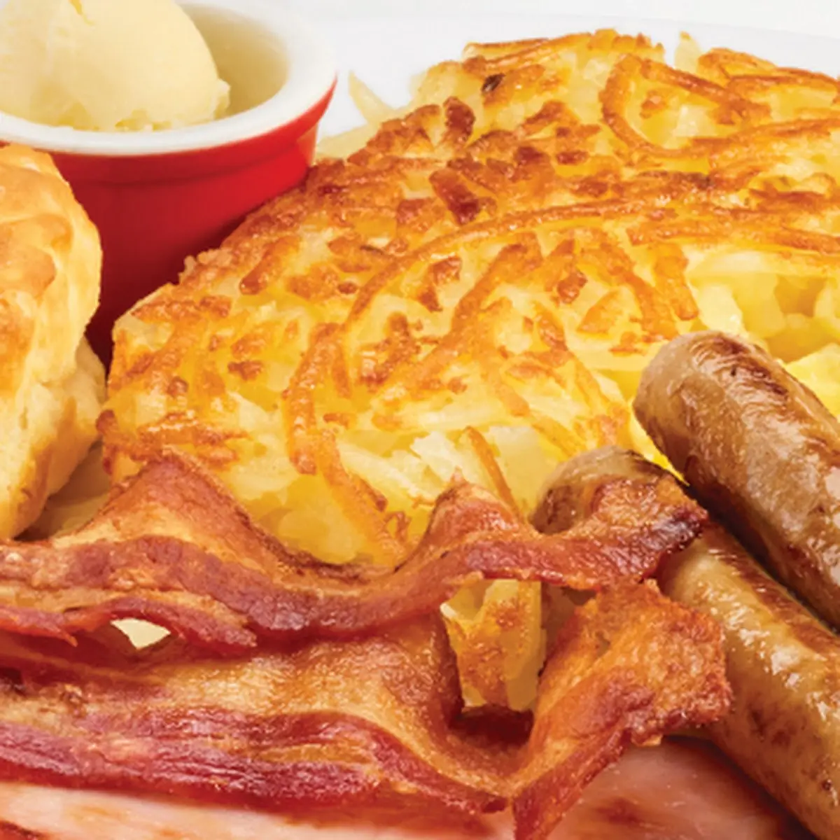Bacon & Tillamook Potato Cakes & Eggs