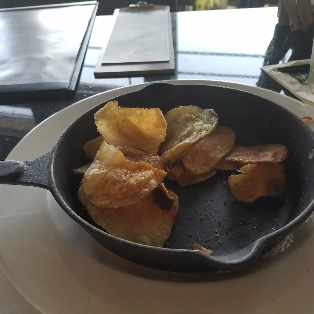 Blue Cheese Chips in Skillet