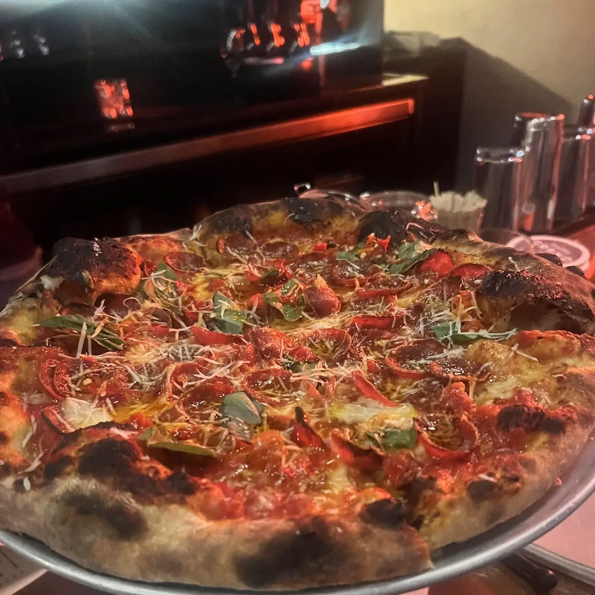 Pepperoni Pizza with Basil