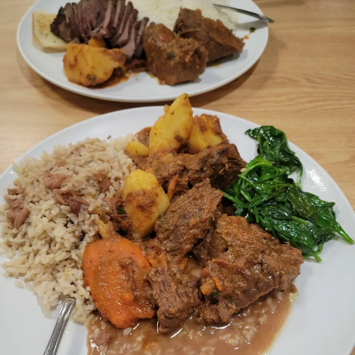 Brown Rice Beans Spinach Beef Stew
