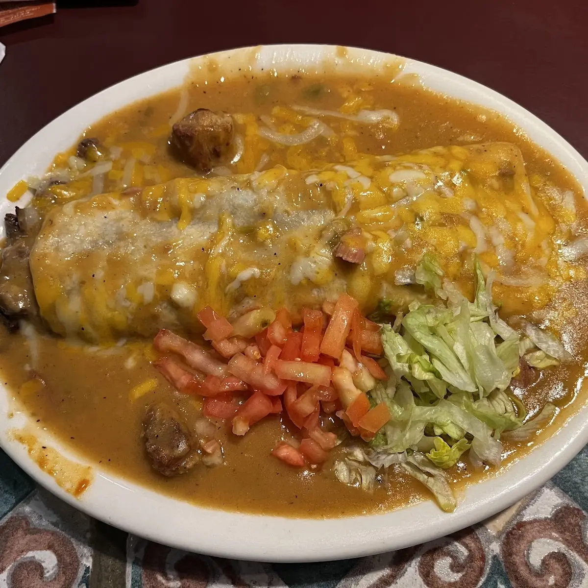 Cheese Enchilada Guacamole Tostada Beans & Rice
