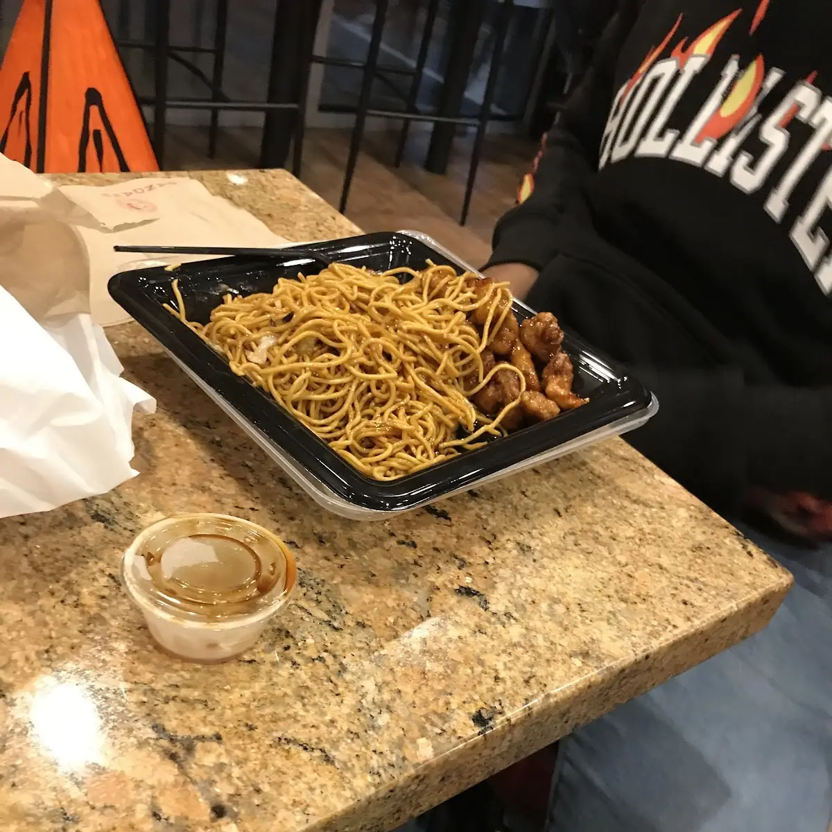 Orange Chicken and Lo Mein Noodles