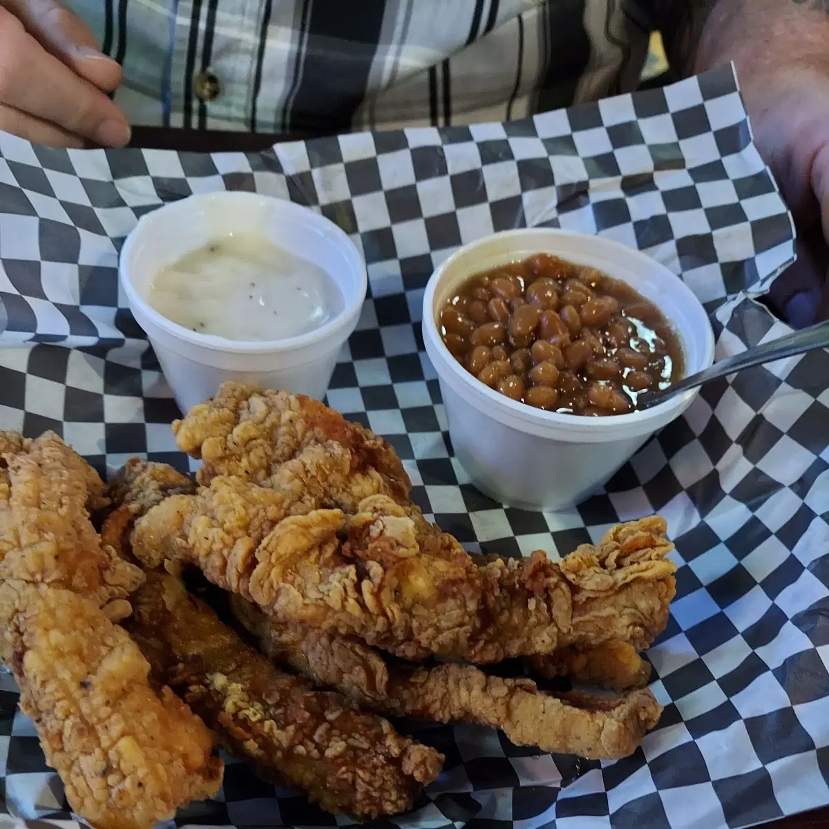 Chicken Strips and Baked Beans