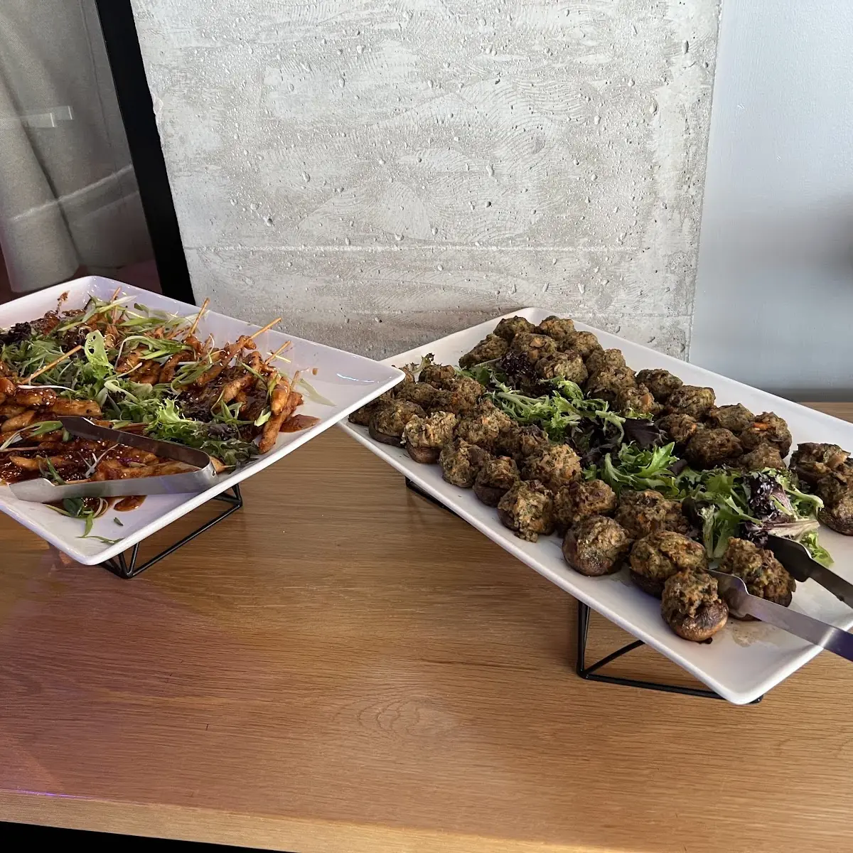 Chicken Skewers and Stuffed Mushrooms