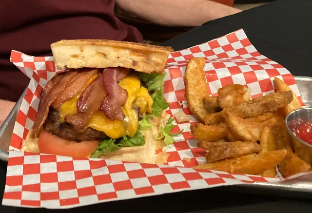 The Bacon Cheddar Waffle Burger
