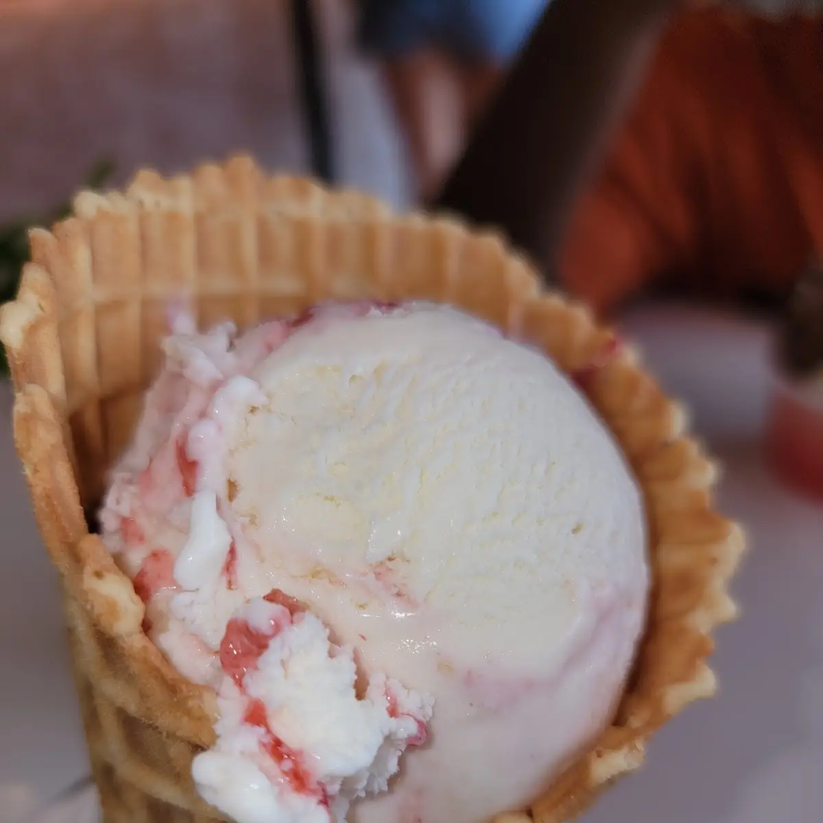 Raspberry Tres Leches on Dark Vanilla Cone