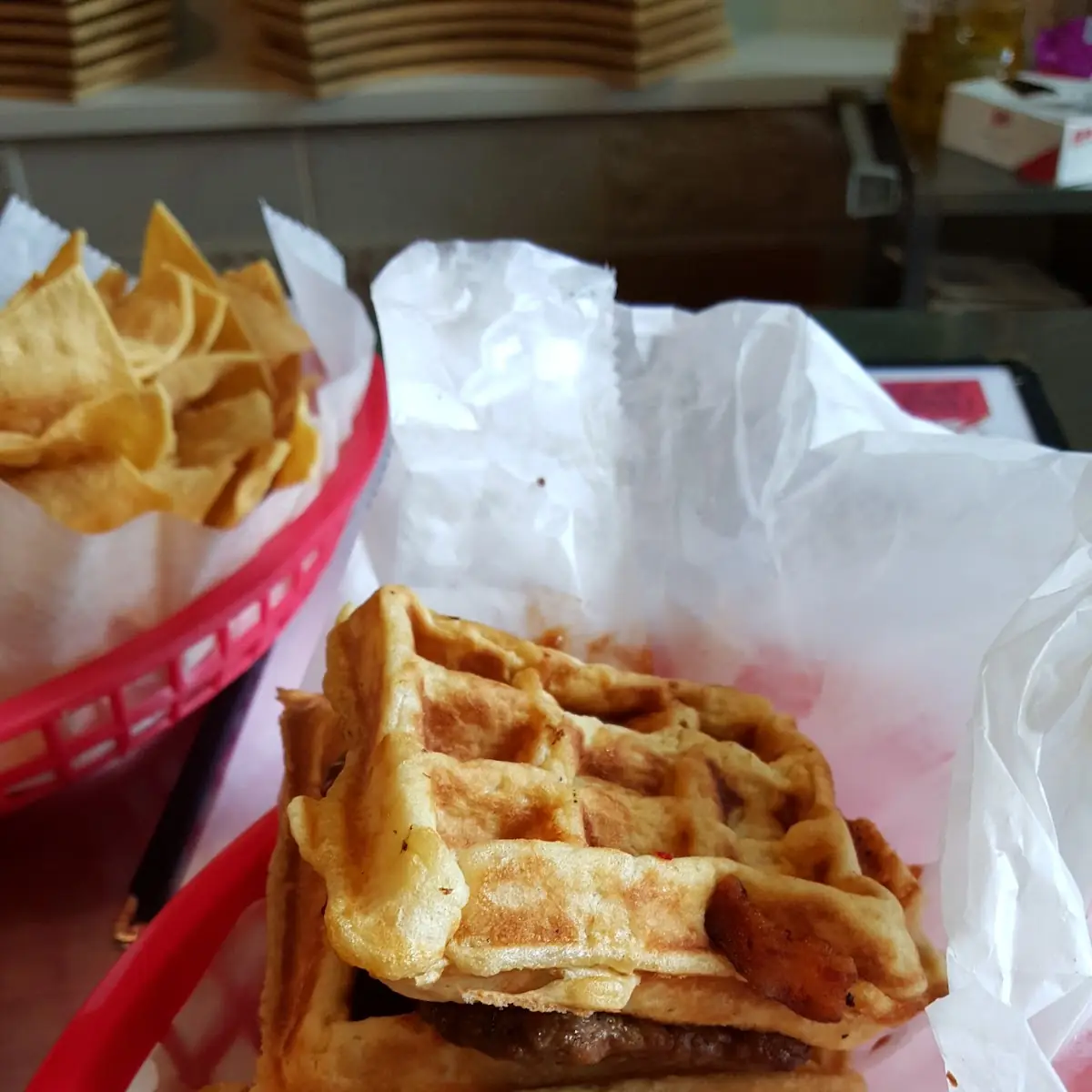 BBQ Bacon Waffle Burger
