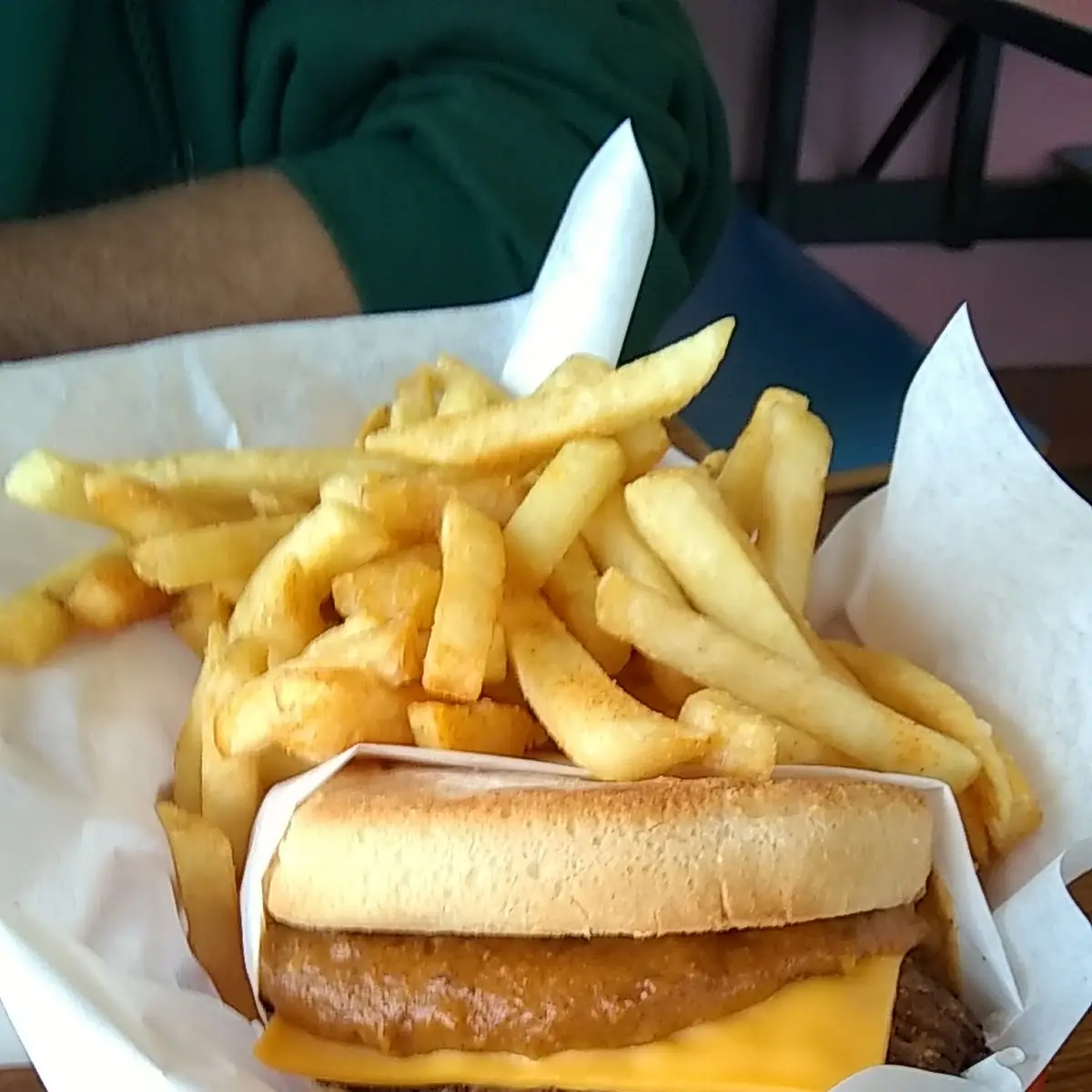 Chilly Cheese Burger and Fries