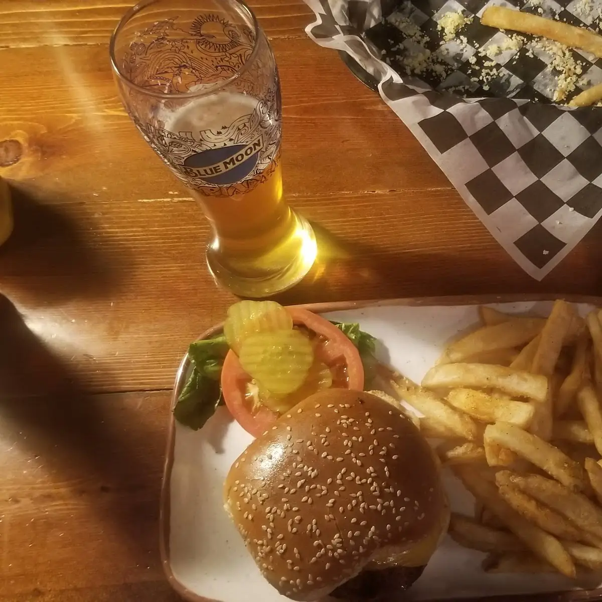 Burger and Fries with Cheese