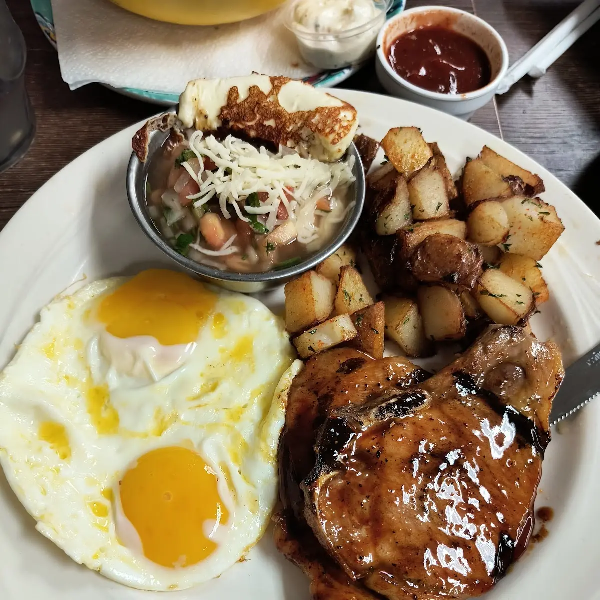 2 Pork Chops and Eggs