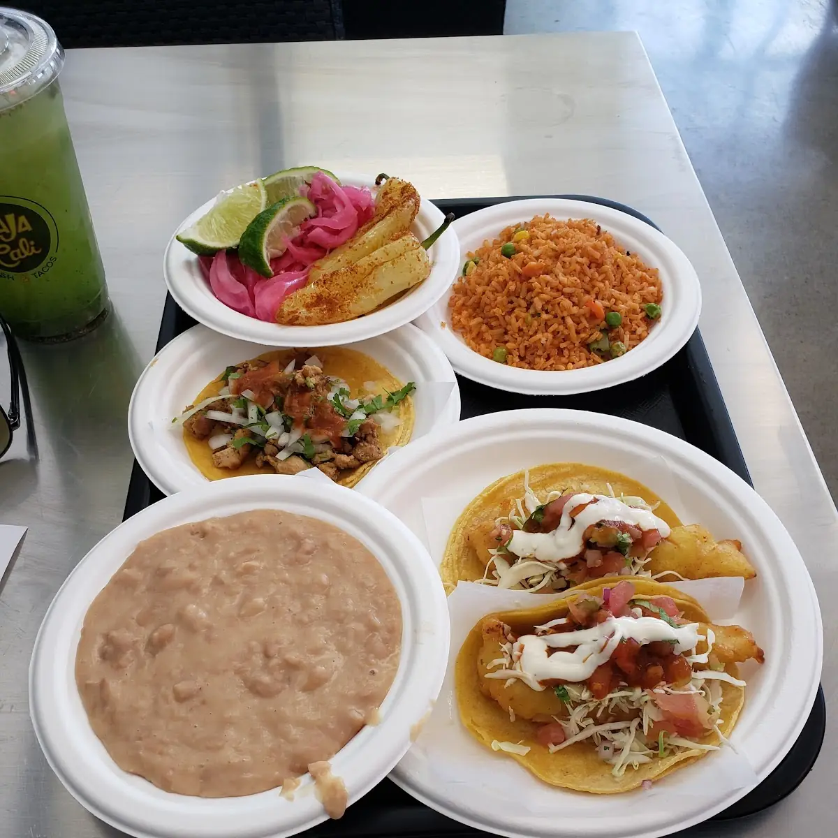 Fish Tacos Chicken Taco Rice and Beans