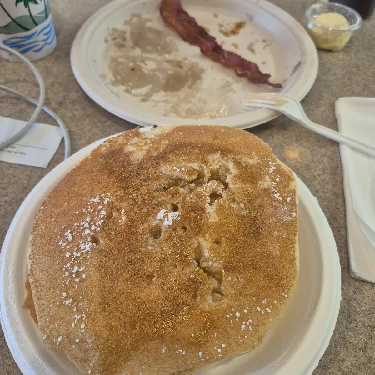 Portuguese Sausages Fried Eggs Short Stack Pancakes