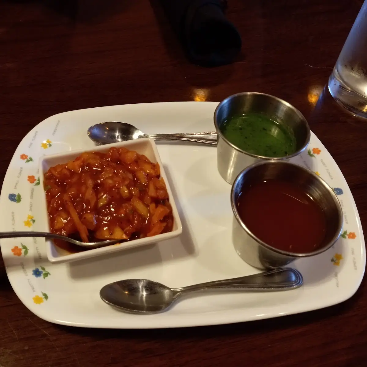 Onion Chutney Tamarind Chutney and Mint Sauce