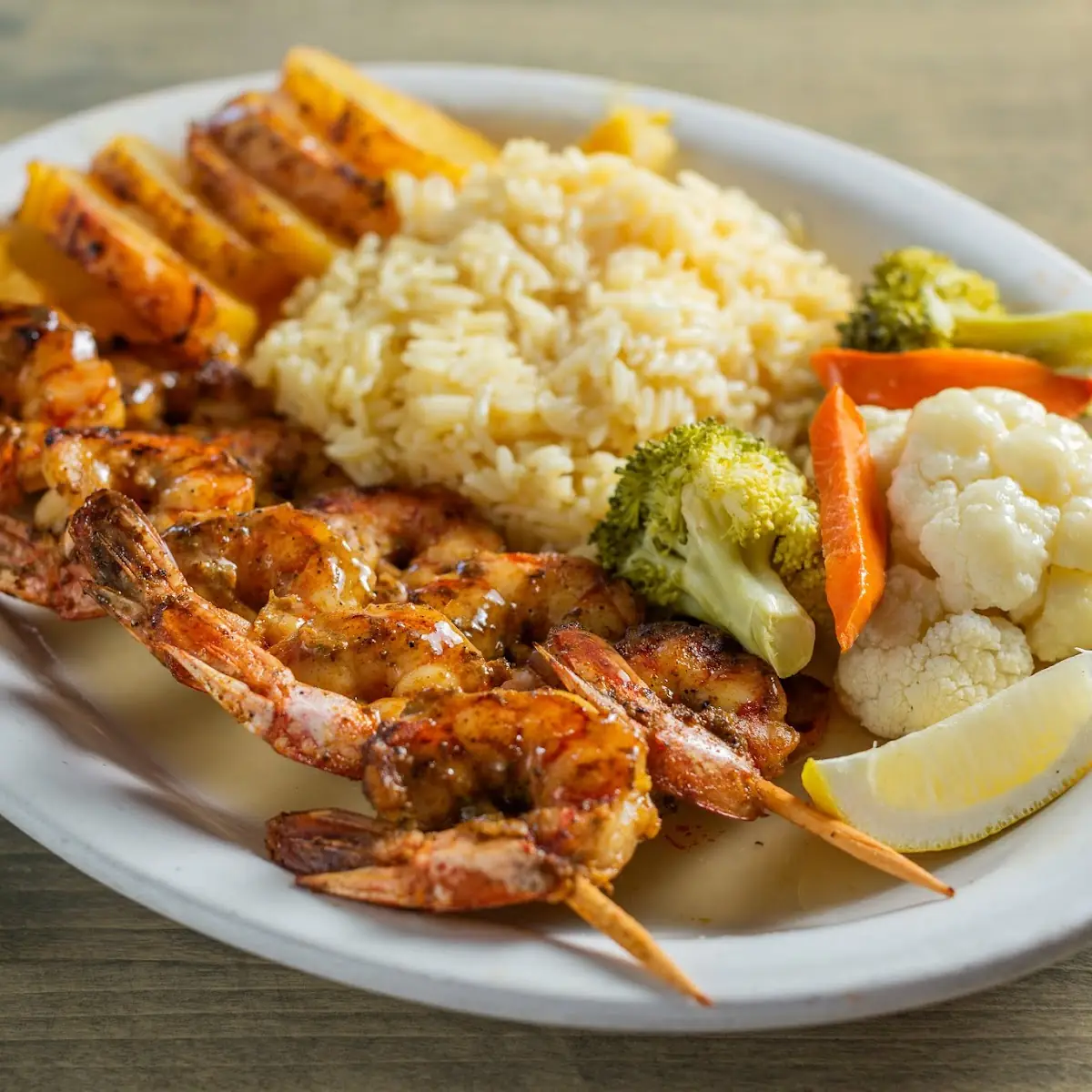 Grilled Shrimp - Ka - Bob Plate