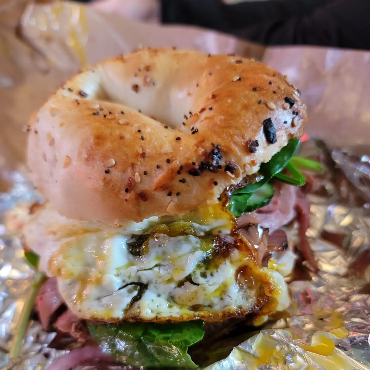 Darby on Am Everything Bagel with Fried Egg