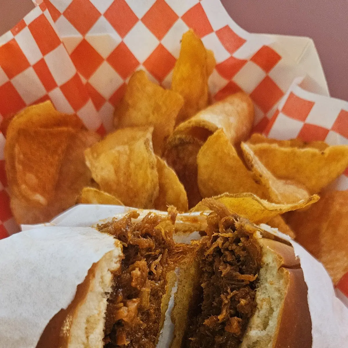 Pulled Pork Sandwich with Chips