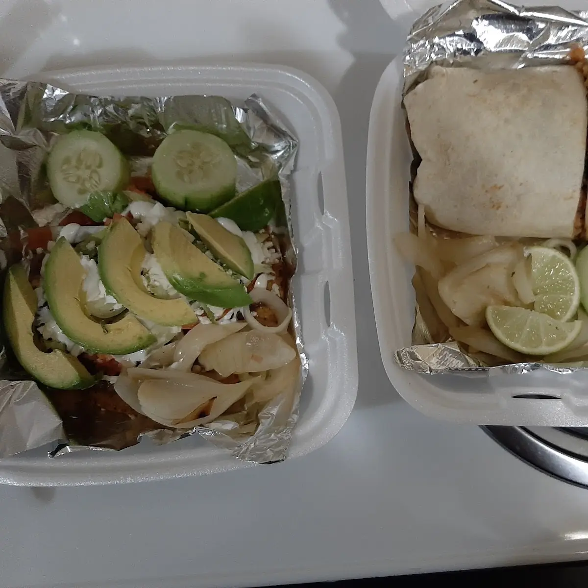 Barbacoa Tostada and Barbacoa Burrito