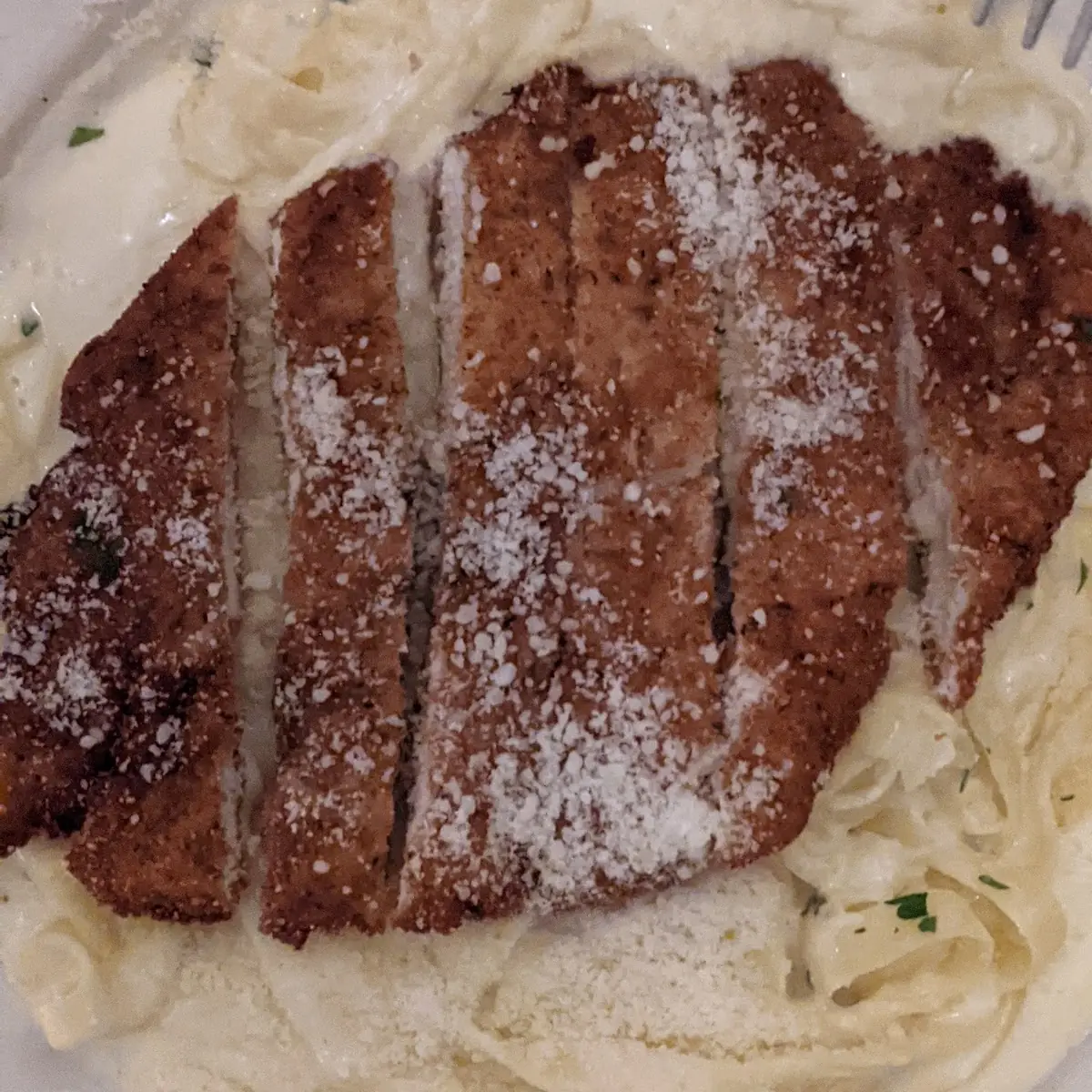 Fettuccine Alfredo with Chicken Cutlet