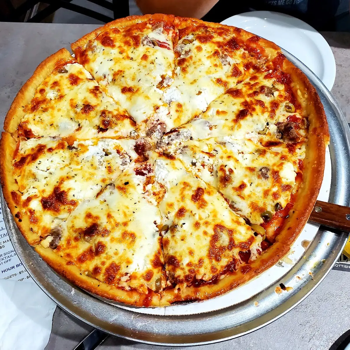Sausage Pepperoni Green Olive Butter Crust Pizza