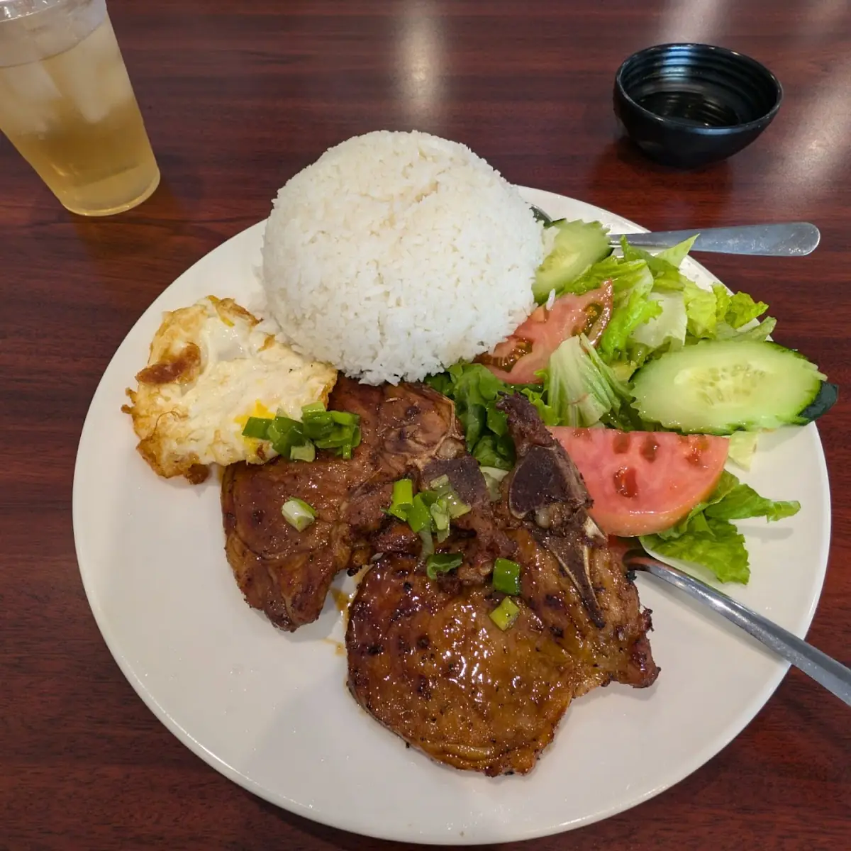 Grilled Pork Chop Fried Egg & Rice