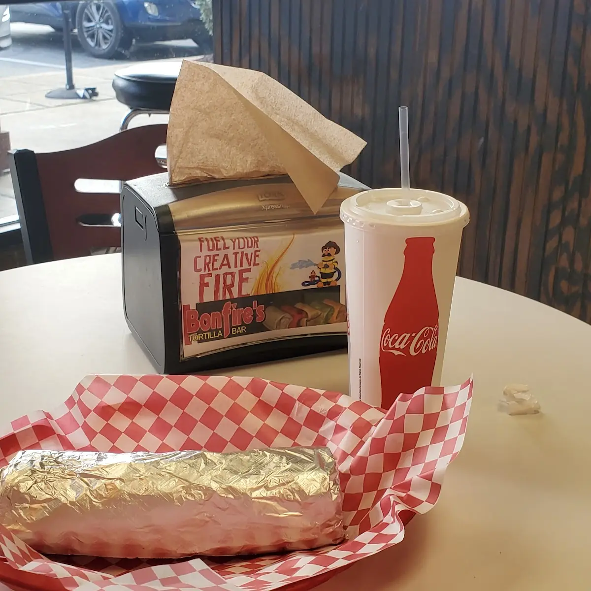 Chicken Burrito and Drink