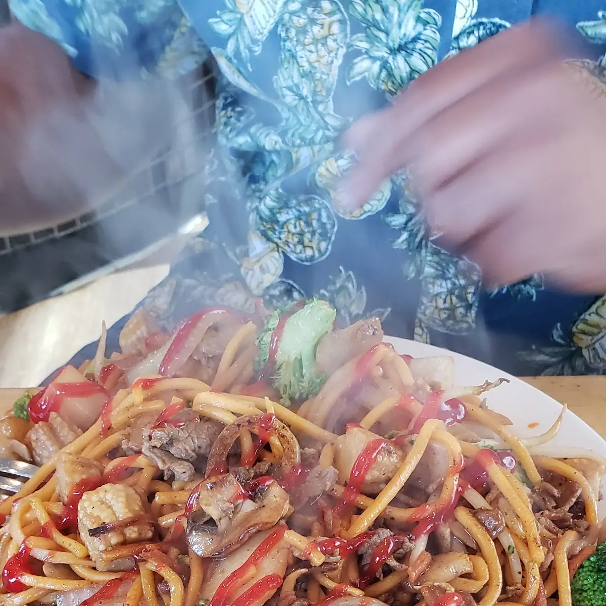 Pasta with Meats and Vegetable Fried R