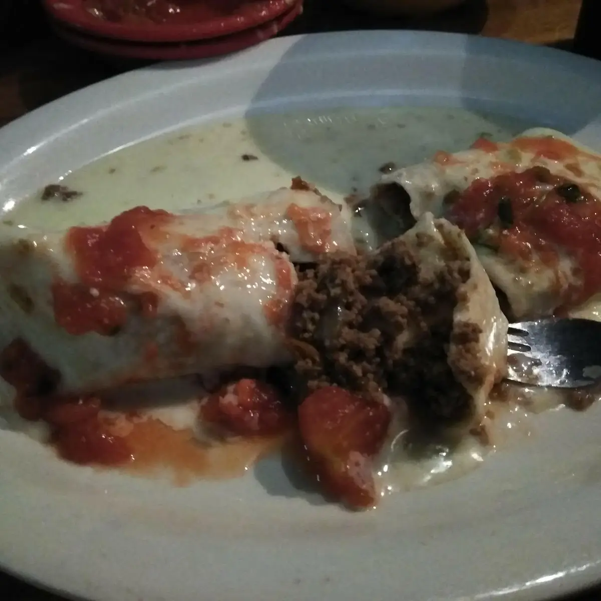 Beef Burrito with Cheese Sauce and Salsa