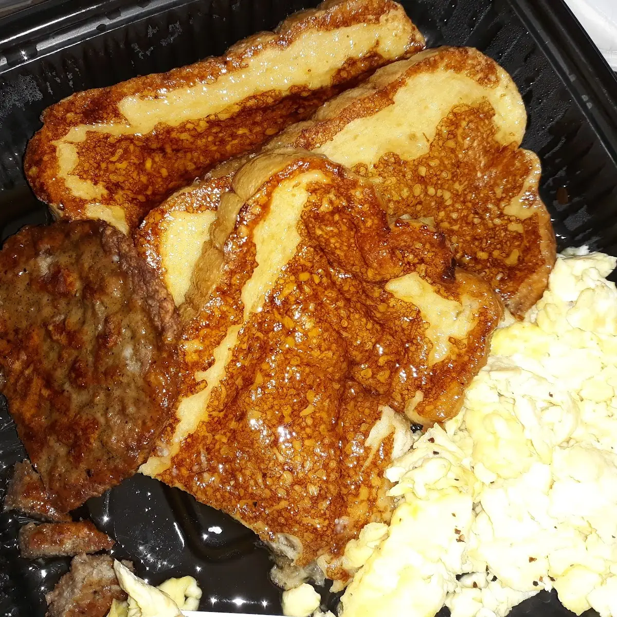 French Toast Scrambled Eggs and Sausage
