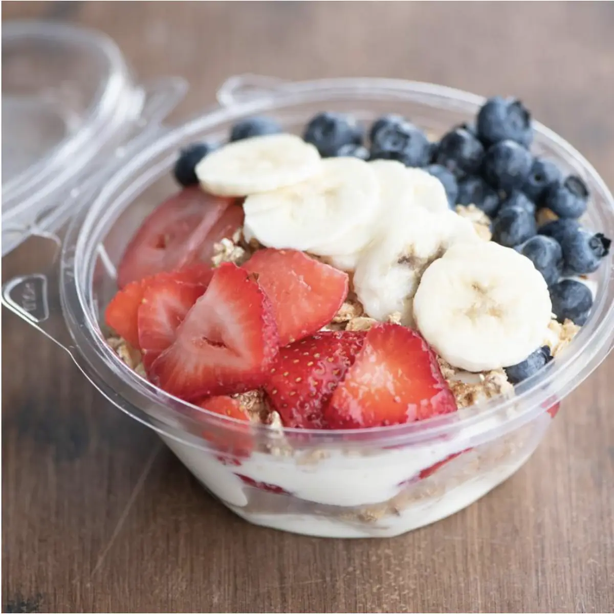 Fruit Cup Strawberries Bananas and Blueberries