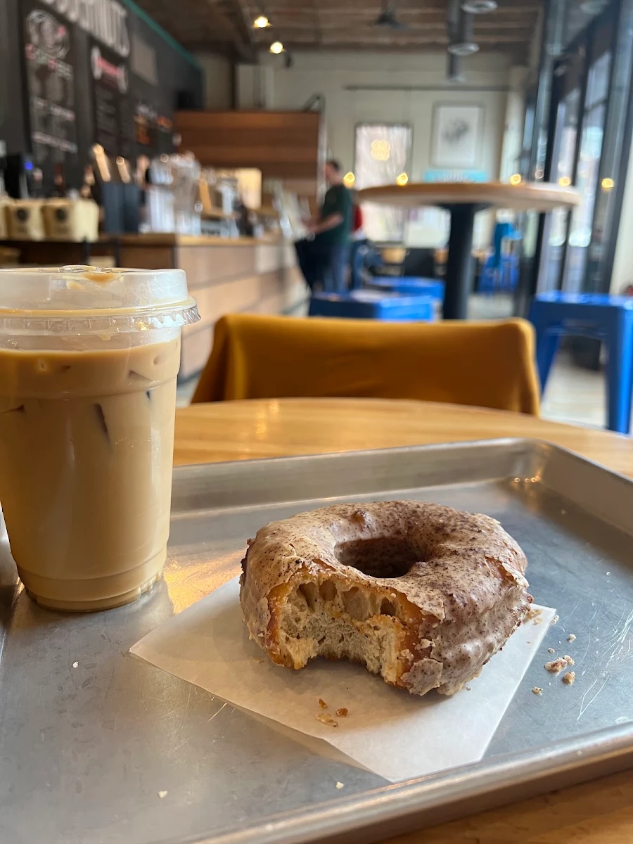 Iced Coffee and Maple Donut
