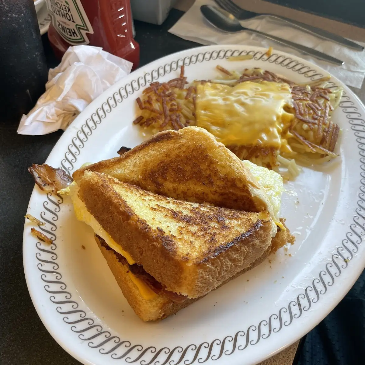 Cheesesteak Sandwich and Hashbrown