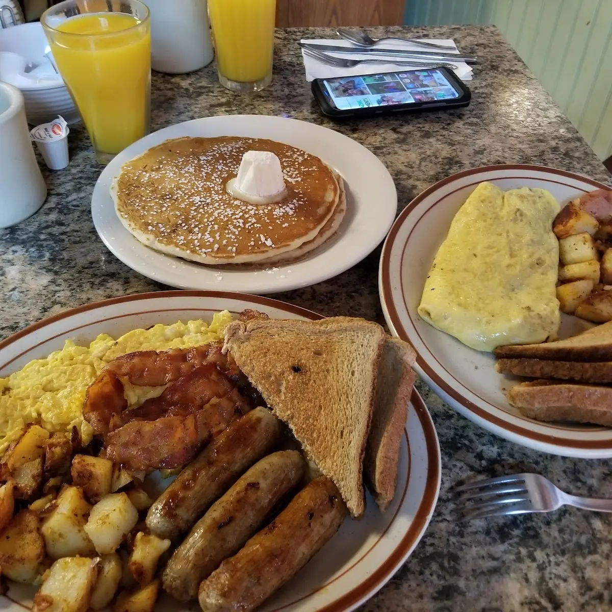 Scrambled Eggs Bacon Sausage or Ham