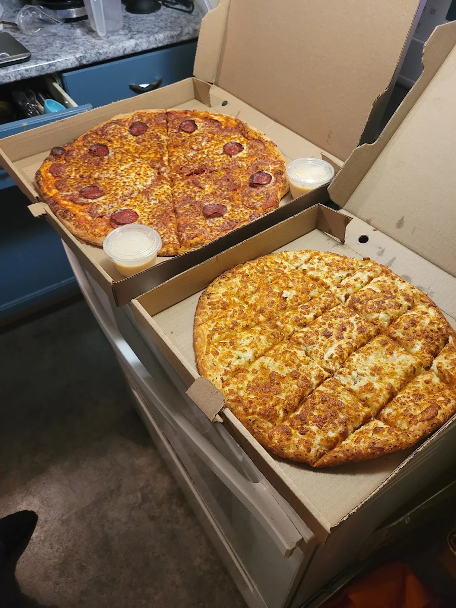 Large 16” Pepperoni Pizza + medium 12” Garlic finger