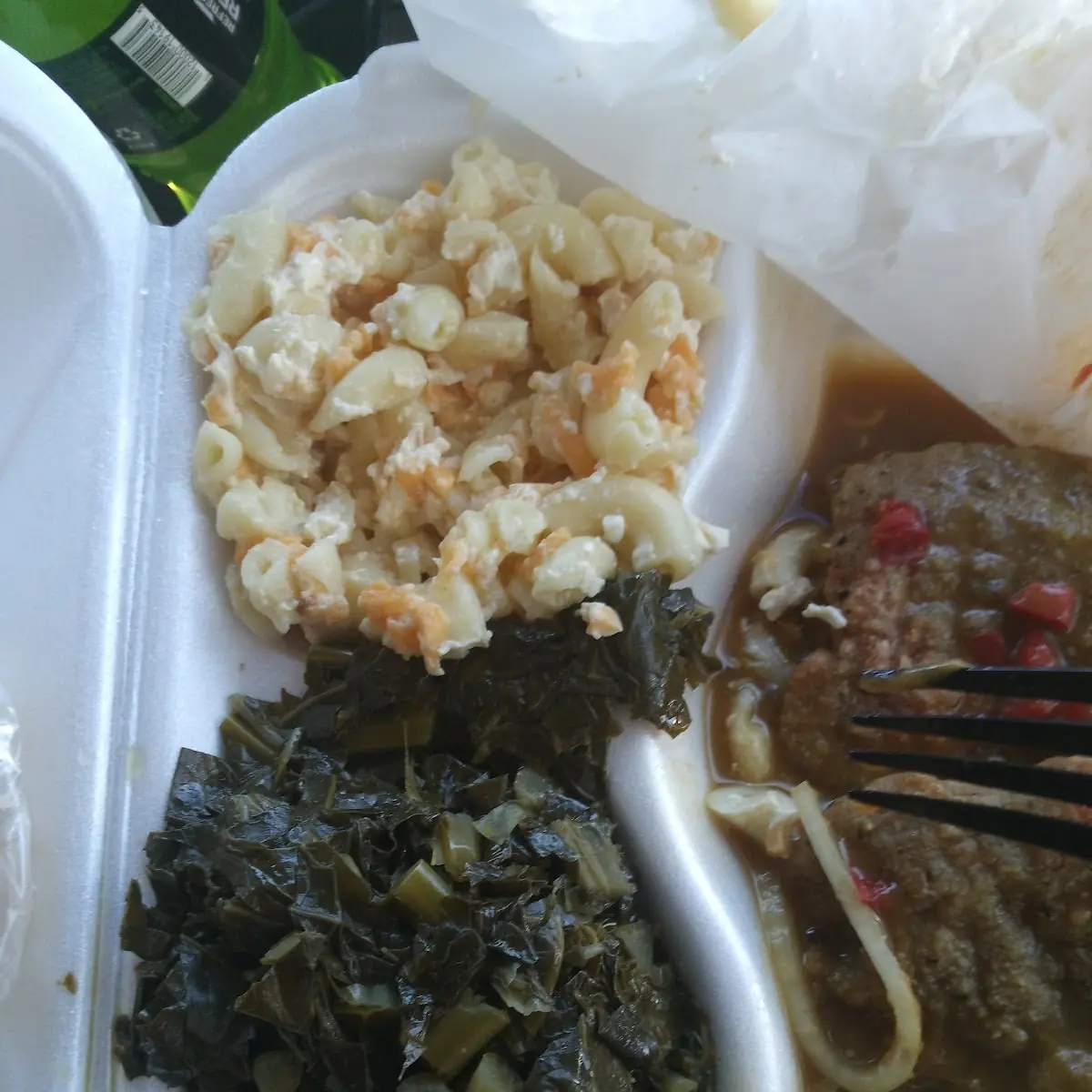 Macaroni and Cheese Dressing with Gravy Collard Greens Chicken Fried Steak