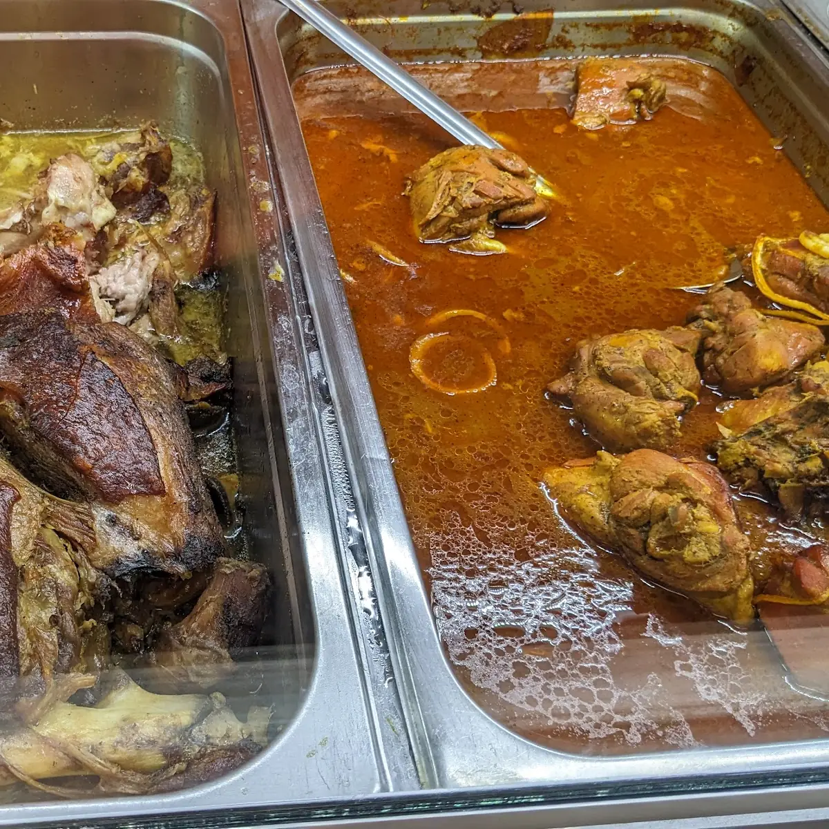 Pernil and Stew Chicken Pollo Guisado