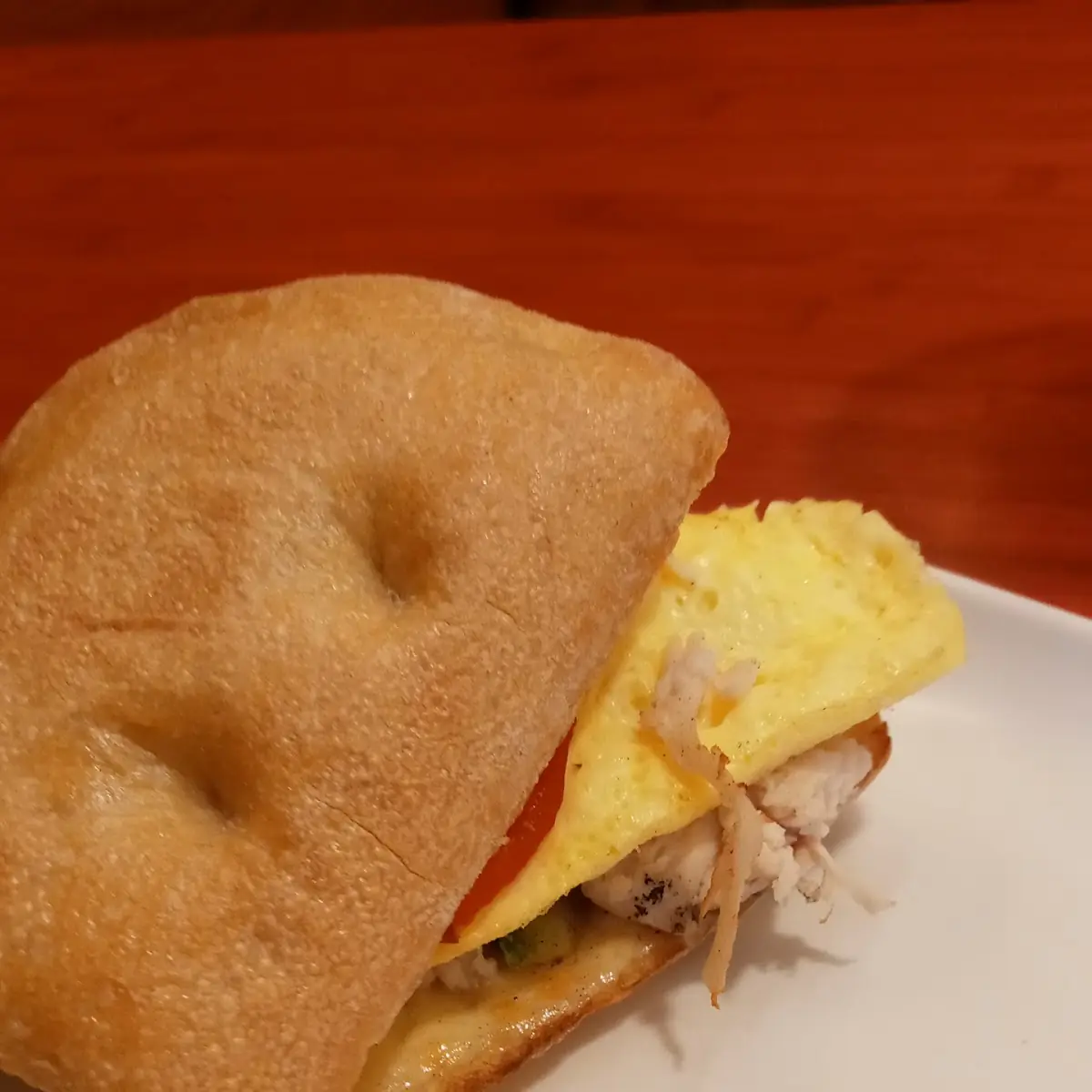 Chicken Avocado and Egg on a Ciabata Roll