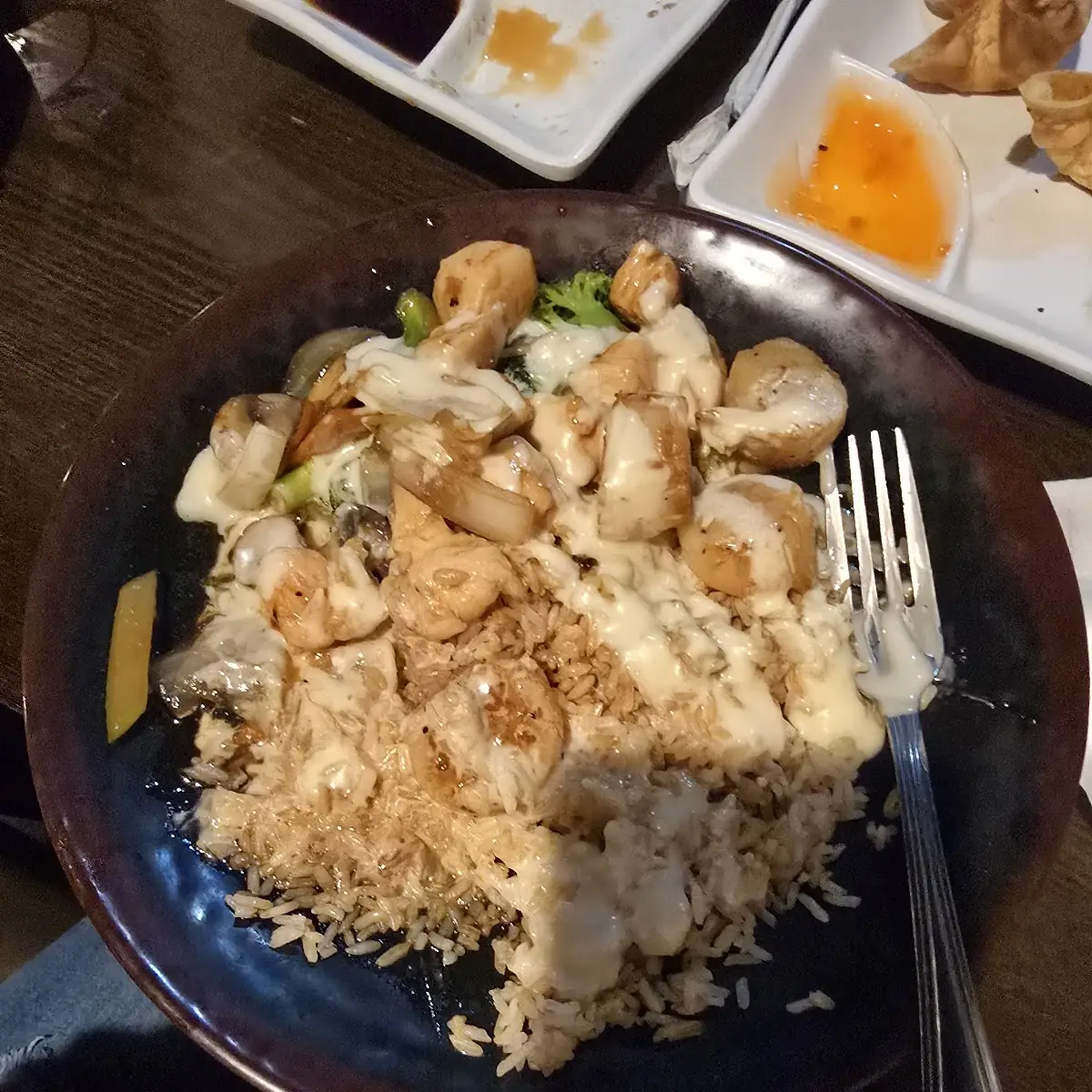 Shrimp and Scallops with Fried Rice and Veggie